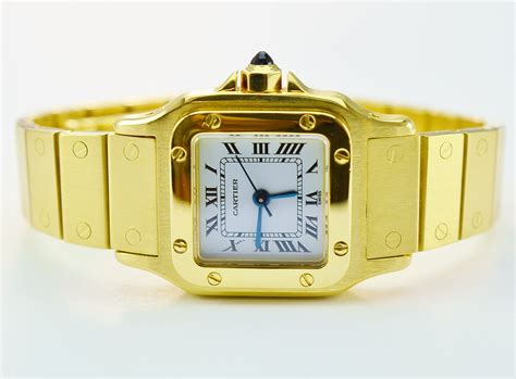 cartier santos 18k gold ladies|santos de cartier watch.